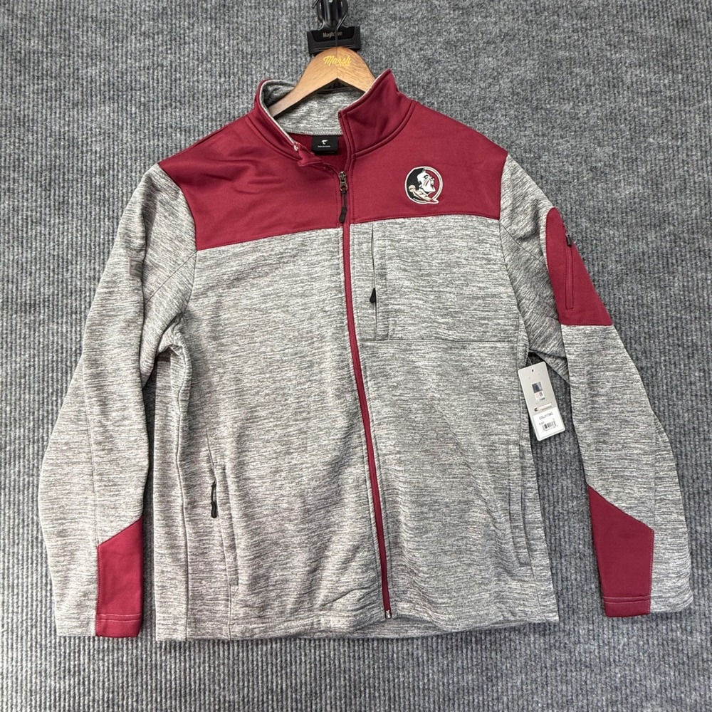 Colosseum Florida State Seminoles FSU Full Zip Jacket Mens Large Gray Garnet NEW